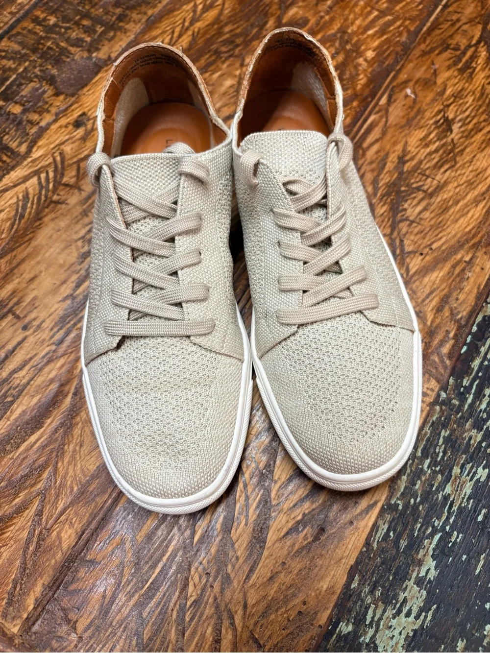 Lucky Brand Leighan Knit Mesh Lace-Up Comfortable Sneakers Neutral Beige Size 7
